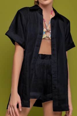 Camisa Negra Bella (Guayabera)